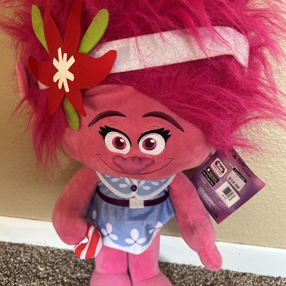 28"-Trolls Princess Poppy Plush Standing Alone Doll Holiday Christmas Candy Cane
